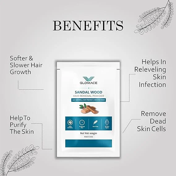 Sandalwood Hair Removal Powder 100gm | 100% Natural Ayurvedic Pain‑Free Body Hair Removal Powder | Herbal Painless Wax Alternative for Arms Legs Underarms Bikini | All Skin Types image 2