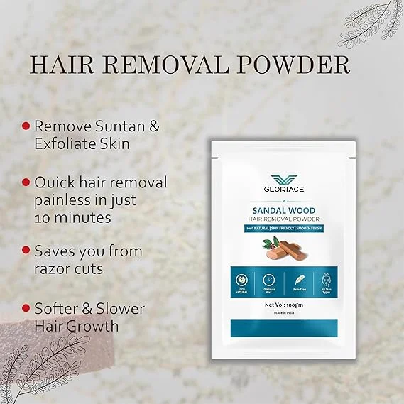 Sandalwood Hair Removal Powder 100gm | 100% Natural Ayurvedic Pain‑Free Body Hair Removal Powder | Herbal Painless Wax Alternative for Arms Legs Underarms Bikini | All Skin Types image 4