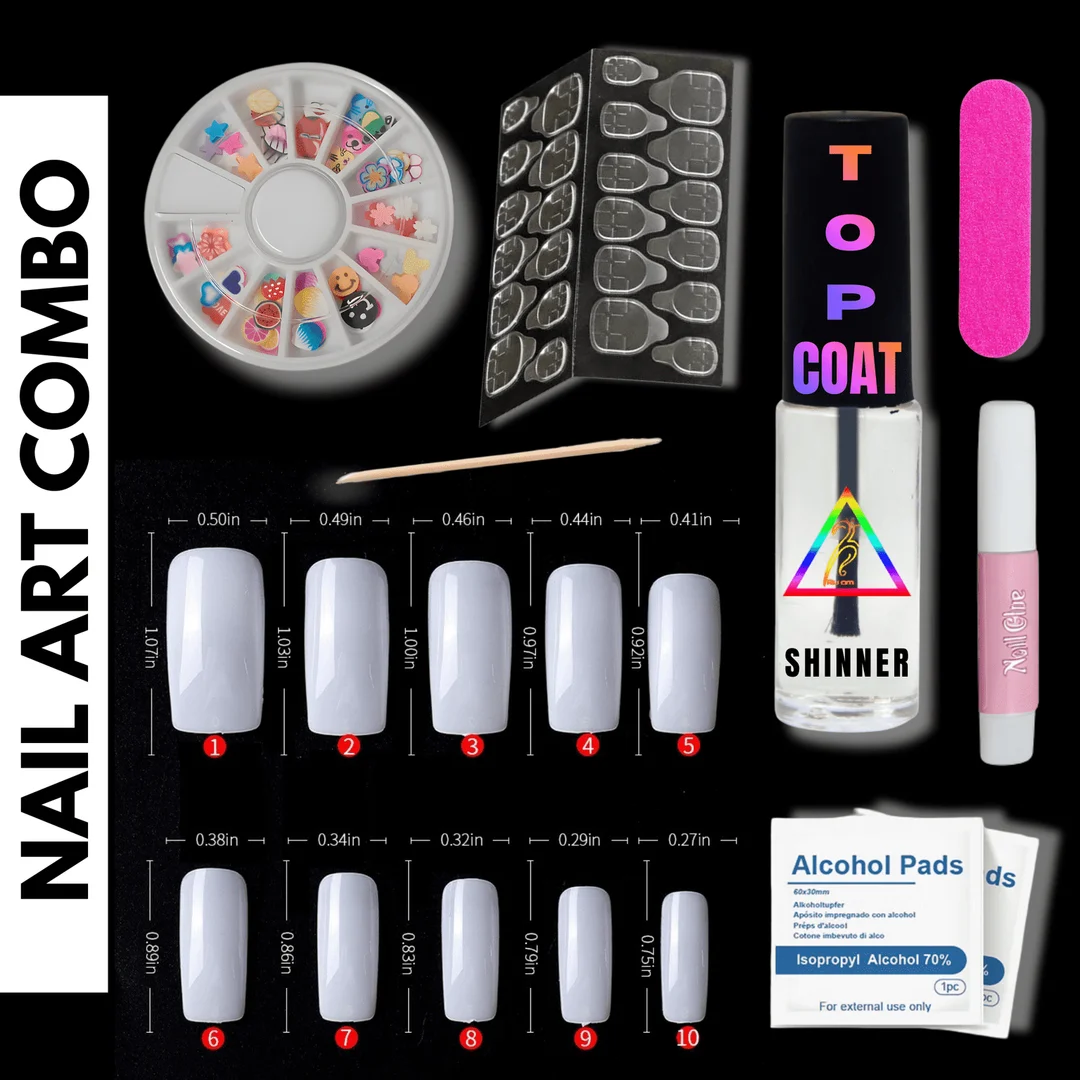 TRUOM Professional Nail Art Tool Kit 10Nails+1Stick+1File & More 6 Other Tools Combo Kit Nail Extension image 1