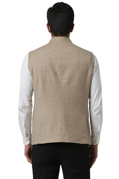 Authentic Khadi Cotton Bhagalpuri Modi Waistcoat|Premium Handloom Sleeveless Nehru Jacket | Traditional Indian Ethnic Wear | Heritage Craftsmanship | Sustainable & Eco-Friendly Fabric thumbnail 2