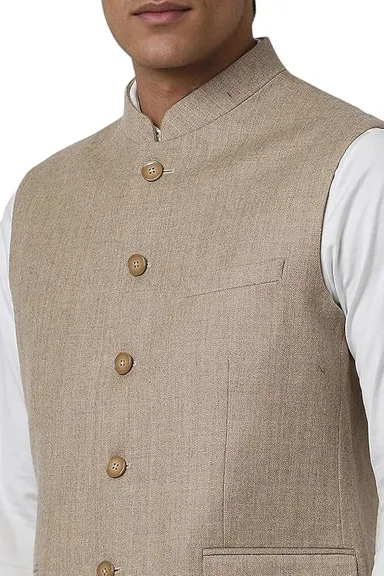 Authentic Khadi Cotton Bhagalpuri Modi Waistcoat|Premium Handloom Sleeveless Nehru Jacket | Traditional Indian Ethnic Wear | Heritage Craftsmanship | Sustainable & Eco-Friendly Fabric thumbnail 3