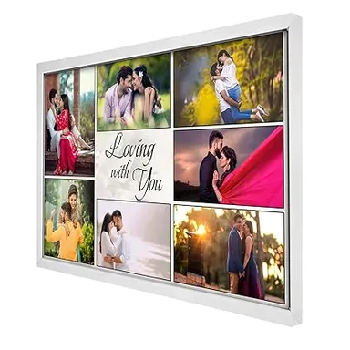 Personalised Photo Collage Frame 13x19 Inch 7 Photos White Wall Decor Gift for Birthday Anniversary Parents Husband Wife Girlfriend Friends thumbnail 0