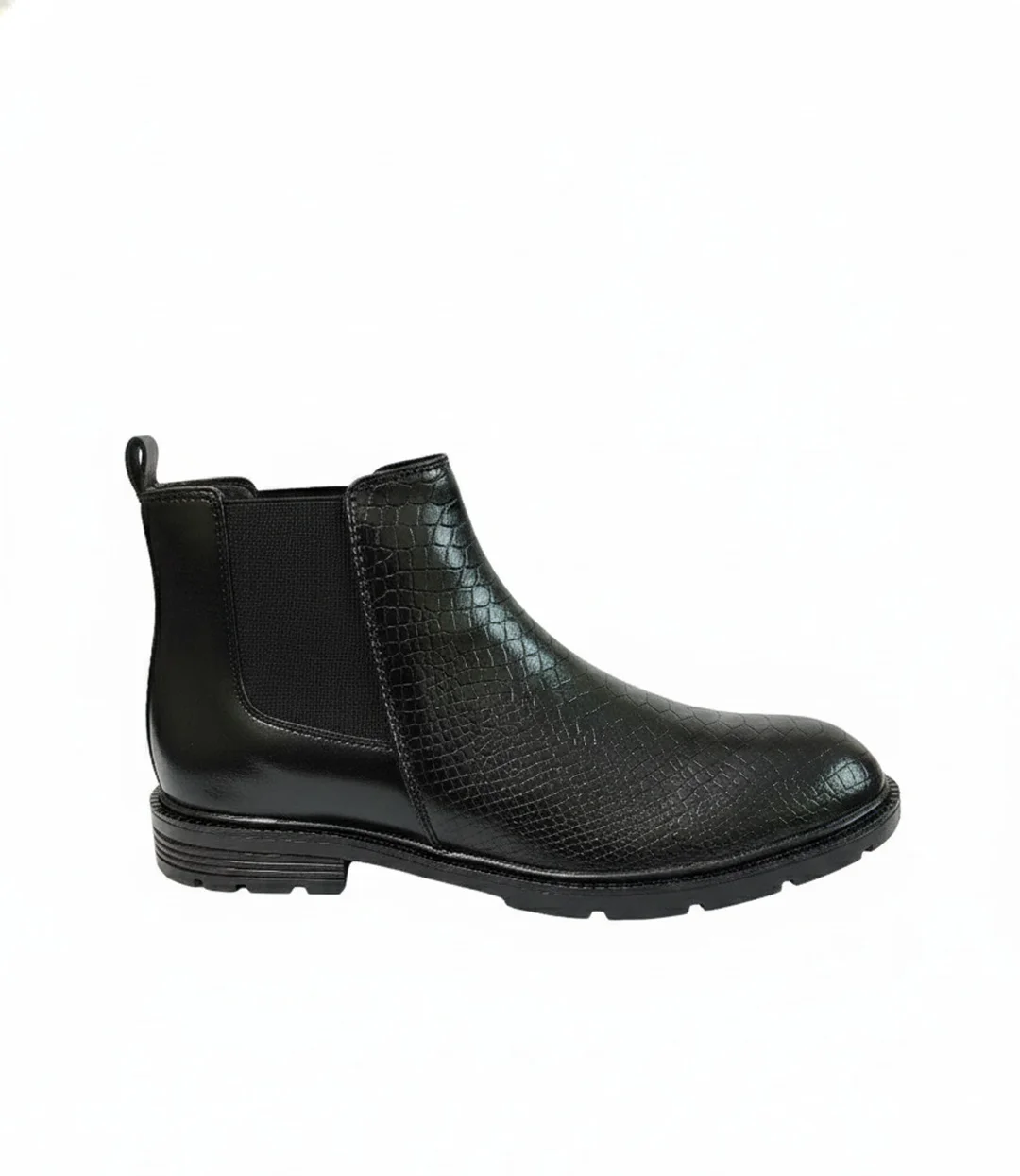 GVOLF Stylish Black Chelsea Boots for Men Slip On Textured Leather Ankle Boots for Office Formal Casual Wear in Size 7 image 3