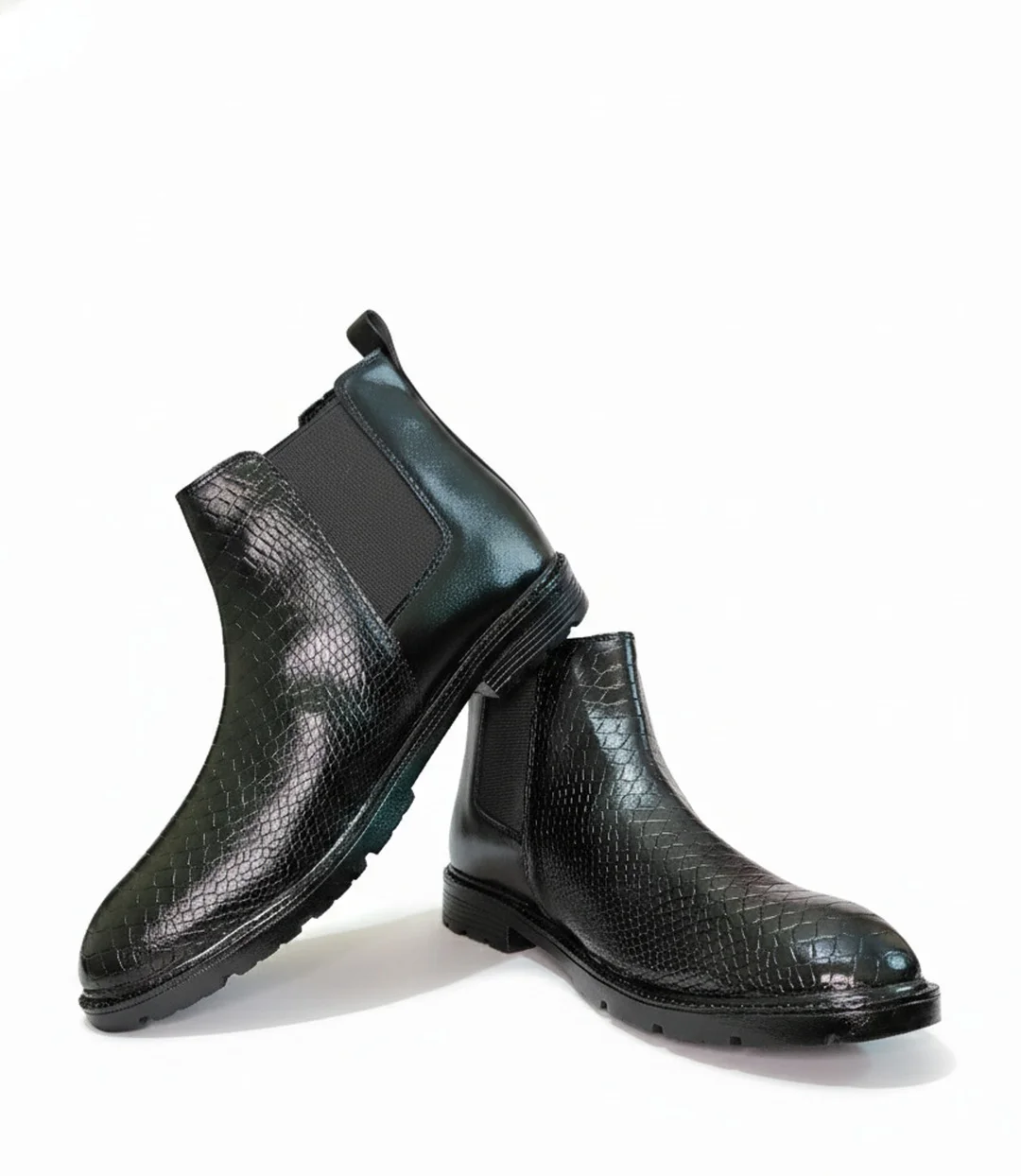 GVOLF Stylish Black Chelsea Boots for Men Slip On Textured Leather Ankle Boots for Office Formal Casual Wear in Size 9 image 1