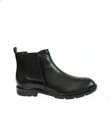 GVOLF Stylish Black Chelsea Boots for Men Slip On Textured Leather Ankle Boots for Office Formal Casual Wear in Size 10 thumbnail 2