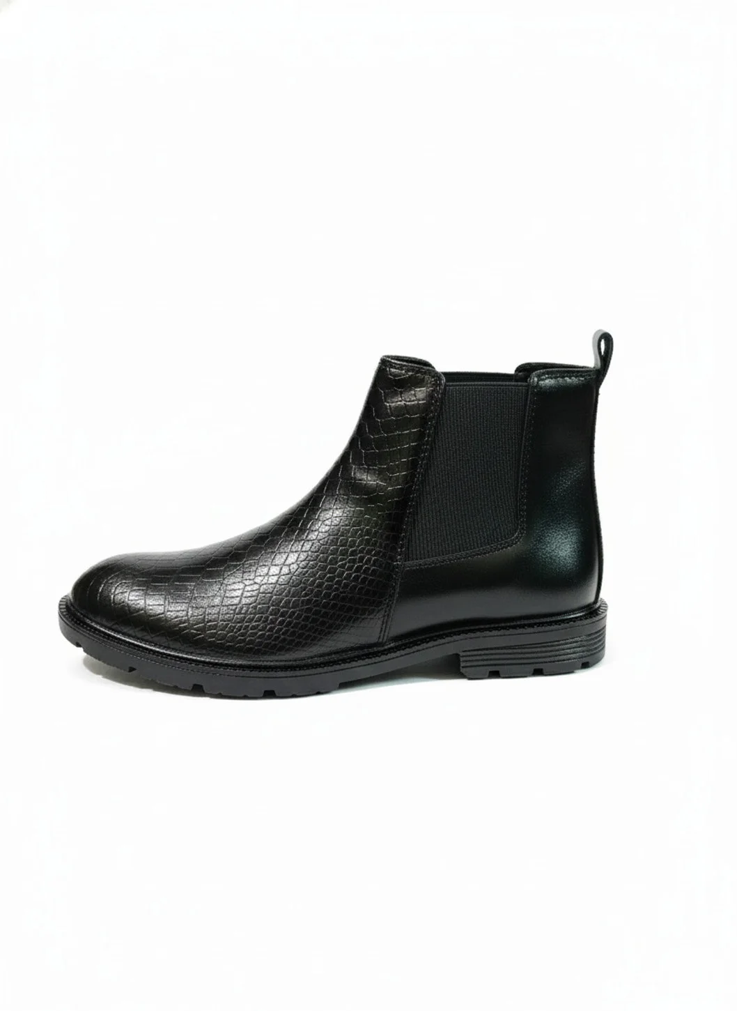 GVOLF Stylish Black Chelsea Boots for Men Slip On Textured Leather Ankle Boots for Office Formal Casual Wear in Size 10 image 5