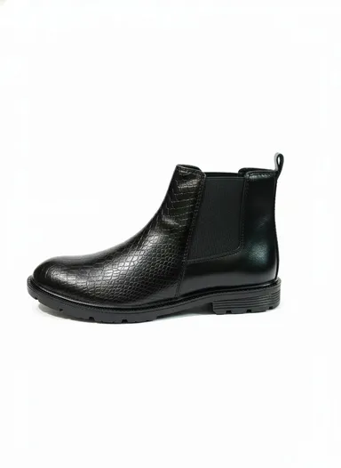 GVOLF Stylish Black Chelsea Boots for Men Slip On Textured Leather Ankle Boots for Office Formal Casual Wear in Size 10 thumbnail 4