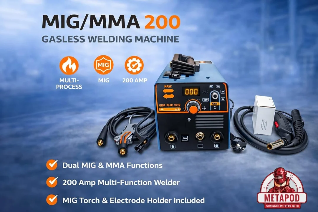 METAPOD MIG MMA 200 Amp Gasless Welding Machine with Dual Function MIG ARC Inverter IGBT Portable Welder for Mild Steel Stainless Steel Iron Home Workshop Use India Gray image 2