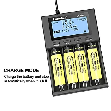 4‑Slot Universal Smart Battery Charger for Li‑ion 18650 26650 21700 18350 14500 + AA AAA NiMH NiCd with LCD Display Intelligent Fast Charging thumbnail 1