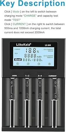 4‑Slot Universal Smart Battery Charger for Li‑ion 18650 26650 21700 18350 14500 + AA AAA NiMH NiCd with LCD Display Intelligent Fast Charging thumbnail 6