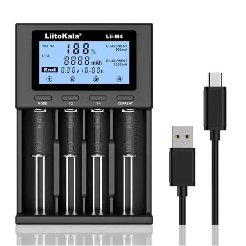 4‑Slot Universal Smart Battery Charger for Li‑ion 18650 26650 21700 18350 14500 + AA AAA NiMH NiCd with LCD Display Intelligent Fast Charging image 1