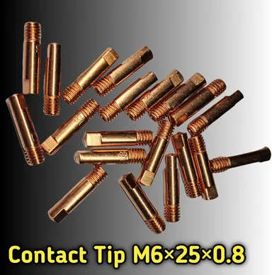 MIG Welding Contact Tips M6 x 25mm 0.8mm Copper Nozzles Pack of 20 for Inverter MIG Welding Machine Consumables Durable High Conductivity Welding Torch Tips thumbnail 1