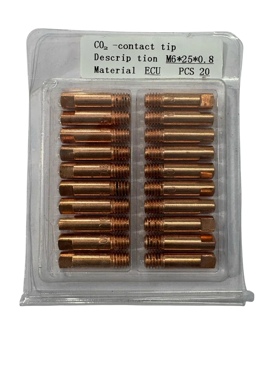 MIG Welding Contact Tips M6 x 25mm 0.8mm Copper Nozzles Pack of 20 for Inverter MIG Welding Machine Consumables Durable High Conductivity Welding Torch Tips image 1