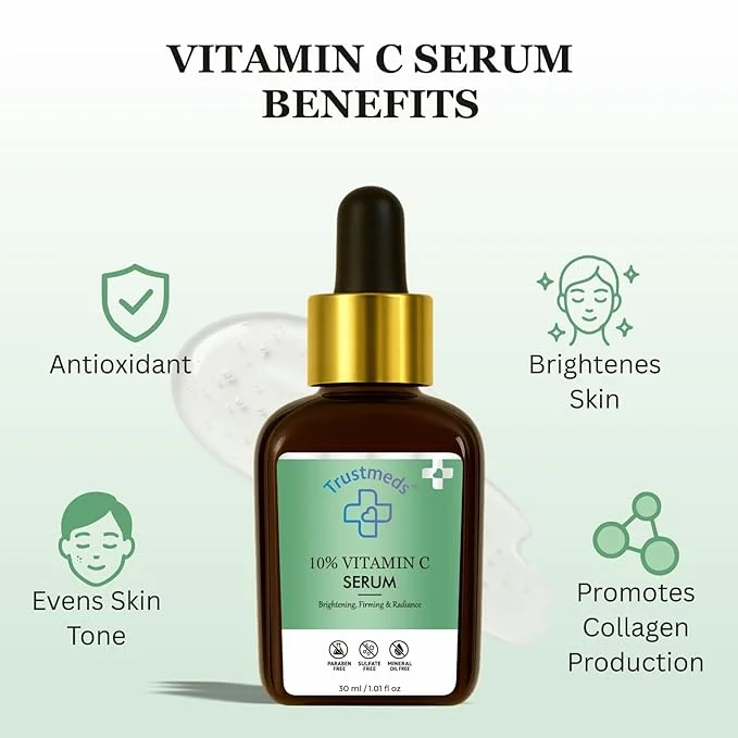 10% Vitamin C Face Serum 30ml Advanced Skin Brightening Dark Spot Correction & Radiance Booster with Hydrating Niacinamide & Antioxidant Formula – Paraben Sulfate Mineral Oil Free Daily Glow Serum 30ml Pack 350 ML image 3