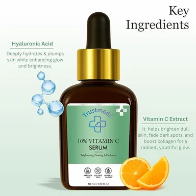 10% Vitamin C Face Serum 30ml Advanced Skin Brightening Dark Spot Correction & Radiance Booster with Hydrating Niacinamide & Antioxidant Formula – Paraben Sulfate Mineral Oil Free Daily Glow Serum 30ml Pack 350 ML thumbnail 3