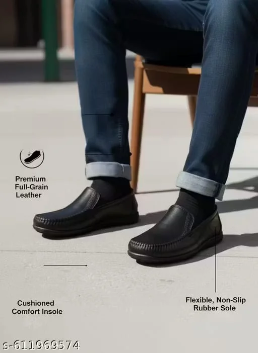 Men’s Waterproof Black Slip-On Shoes – Breathable & Flexible Rubber Casual Footwear Men’s Waterproof Black Slip-On Shoes – Breathable & Flexible Rubber Casual Footwear 6 image 3