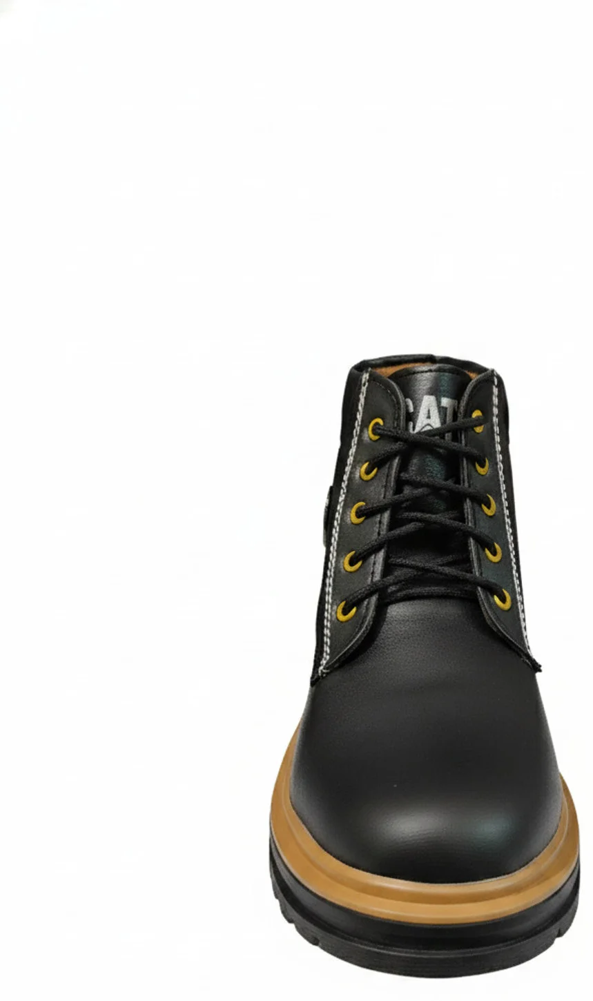 Premium Black Lace-Up Ankle Boots for Men with Durable Synthetic Leather Upper, Cushioned Sole, Wear Winter Boots Size 6 image 3