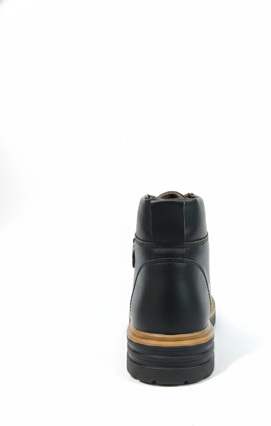 Premium Black Lace-Up Ankle Boots for Men with Durable Synthetic Leather Upper, Cushioned Sole, Wear Winter Boots Size 8 image 2
