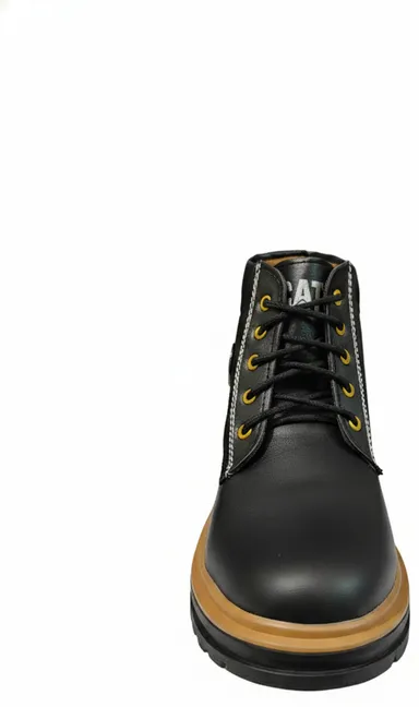 Premium Black Lace-Up Ankle Boots for Men with Durable Synthetic Leather Upper, Cushioned Sole, Wear Winter Boots Size 8 thumbnail 2