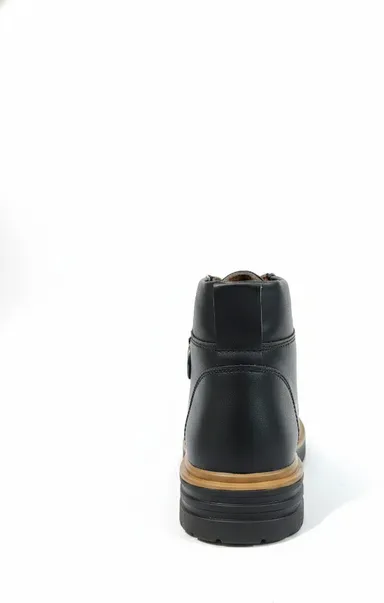 Premium Black Lace-Up Ankle Boots for Men with Durable Synthetic Leather Upper, Cushioned Sole, Wear Winter Boots Size 10 thumbnail 1