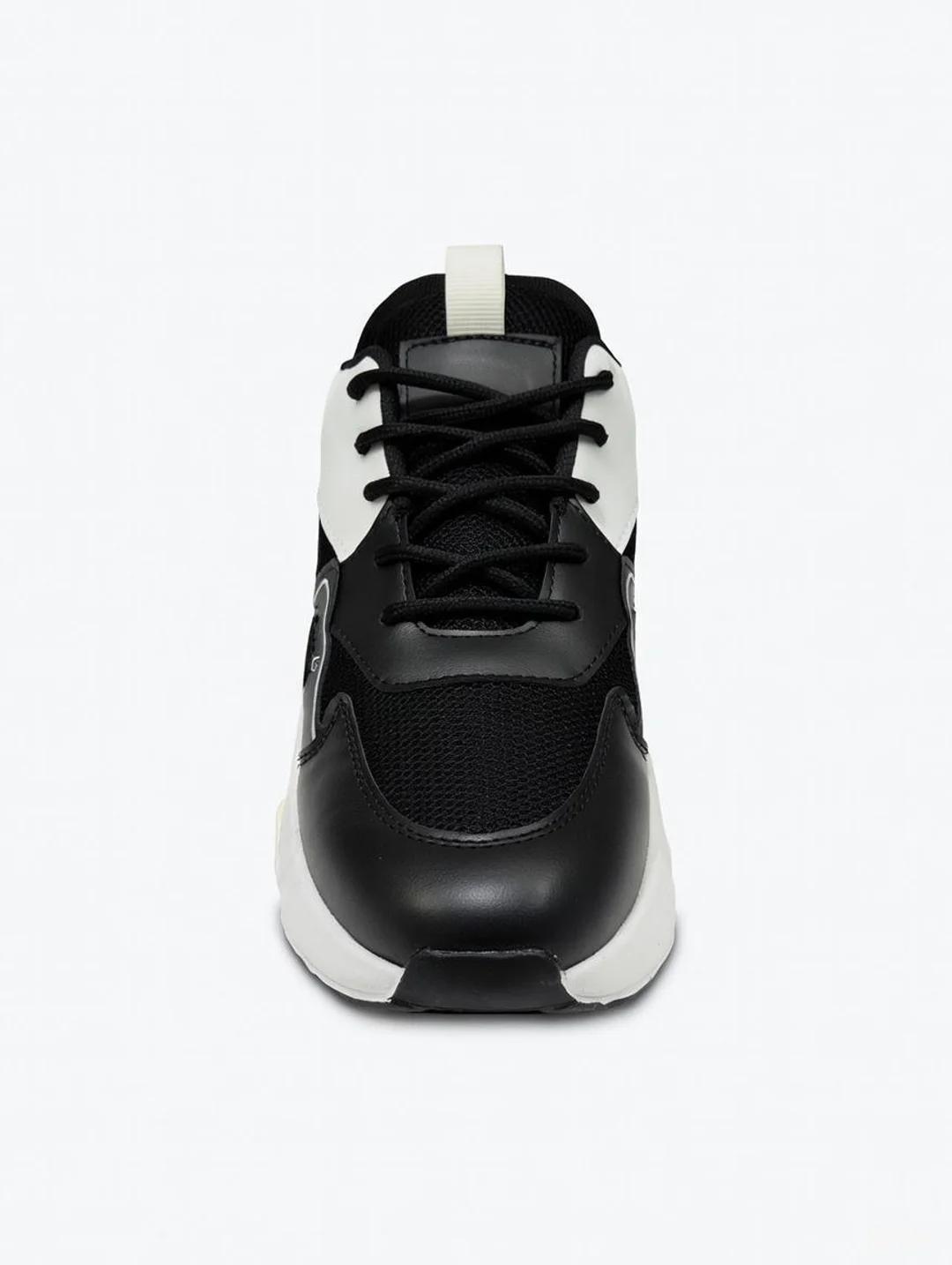 Men Black Sports Shoes with Synthetic Leather Upper, Lace-Up Low Top Flat Sole Running Walking Gym Shoes for Daily Wear Size 6 image 4