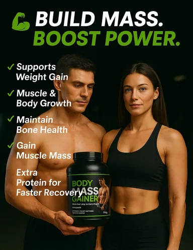 Advanced Body Mass Gainer Powder for Healthy Weight Gain with High Protein Complex & Carbohydrate Blend, Muscle Recovery Formula Supplement for Men & Women Gym Nutrition India thumbnail 0