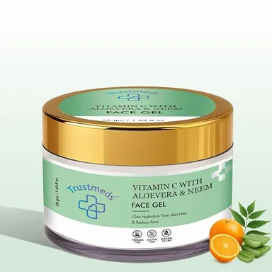 Trustmeds Vitamin C and Neem Face Gel for Acne Prone Skin with Aloe Vera for Pimple Control Dark Spot Reduction Oil Free Hydration and Skin Repair 100 ml Standard Pack 100 ml 500 ML thumbnail 0