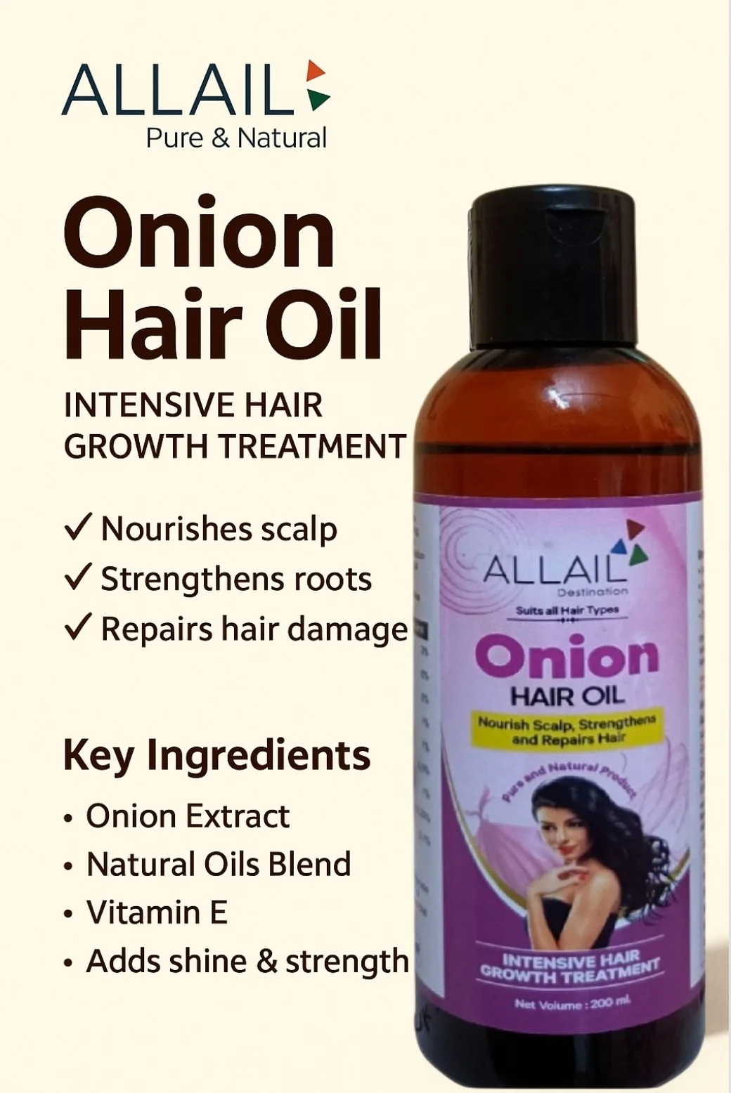ALLAIL Onion Hair Oil – Nourishing Scalp, Strengthening & Repairing Hair image 1