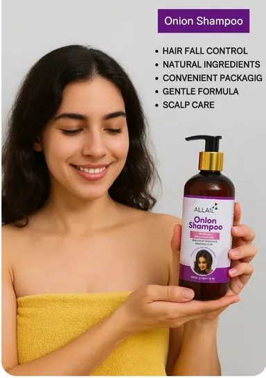 ALLAIL Onion Shampoo for Hair Fall Control 300ml | Aloe Vera Enriched Hair Cleanser ALLAIL Onion Shampoo for Hair Fall Control 300ml 270 ML thumbnail 1