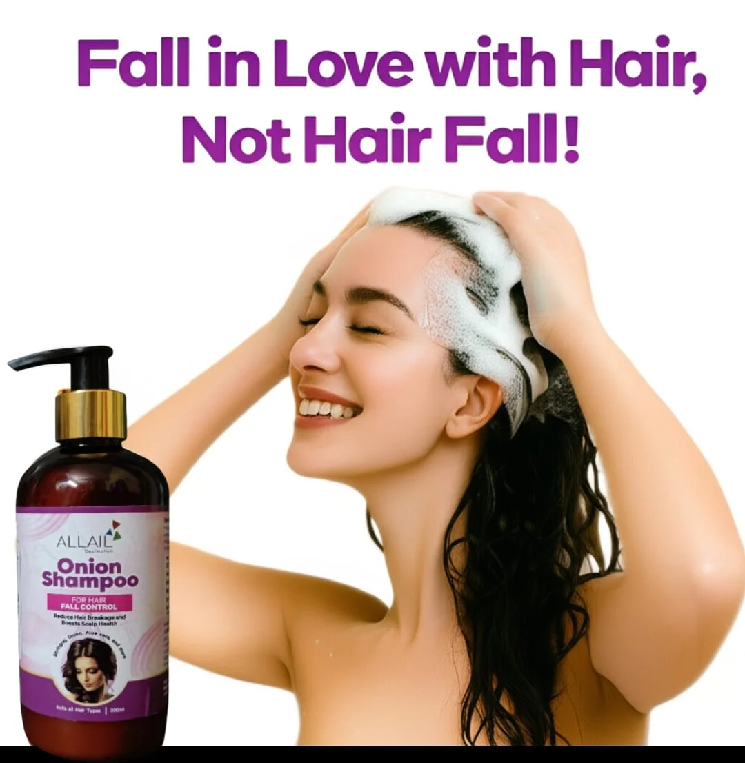 ALLAIL Onion Shampoo for Hair Fall Control 300ml | Aloe Vera Enriched Hair Cleanser ALLAIL Onion Shampoo for Hair Fall Control 300ml 270 ML image 5