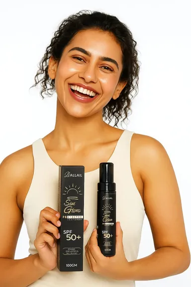 ALLAIL Sun Glow Protector Sunscreen SPF 50+ | Vitamin C & E Enriched | Broad-Spectrum Sun Protection 100g thumbnail 2