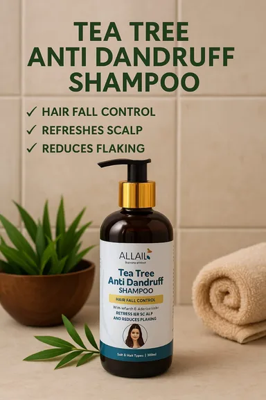 ALLAIL Tea Tree Anti-Dandruff Shampoo 300ml – Refreshes Scalp & Controls Hair Fall ALLAIL Tea Tree Anti-Dandruff Shampoo 300ml – Refreshes Scalp & Controls Hair Fall 270 ML thumbnail 5