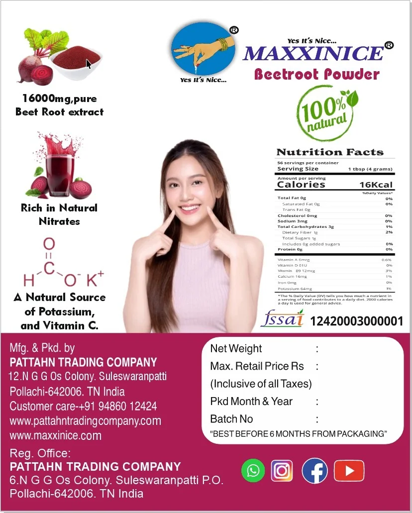 Organic Beetroot Powder India Natural Dried Beet Root Powder for Energy, Immunity, Iron Support, Digestion, Fitness, Detox | Vegan | Preservative‑Free image 2