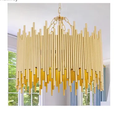 Modern Gold Drum Chandelier Ceiling Light 3 Layer Crystal Fabric Shade Luxury LED Hanging Pendant Lamp for Living Room Dining Hall Bedroom Staircase Indoor Lighting  thumbnail 0