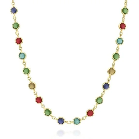 H2 Fashion Collection Gold Plated Bezel Set Crystal Necklace for Women | Elegant Transparent Stone Linked Chain | Fashion Jewellery Gift image 2