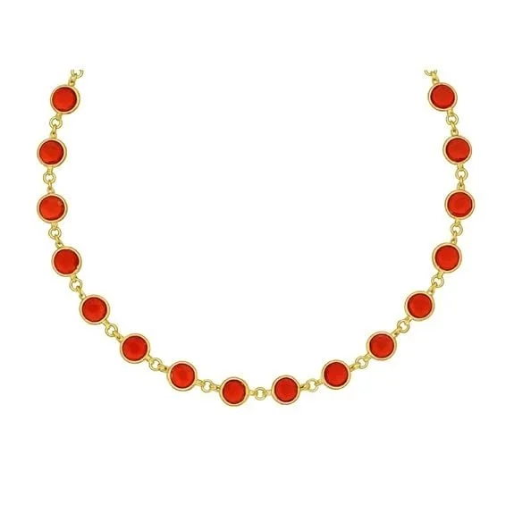 H2 Fashion Collection Gold Plated Bezel Set Crystal Necklace for Women | Elegant Transparent Stone Linked Chain | Fashion Jewellery Gift image 2