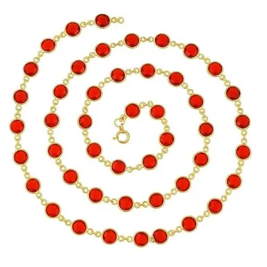 H2 Fashion Collection Gold Plated Bezel Set Crystal Necklace for Women | Elegant Transparent Stone Linked Chain | Fashion Jewellery Gift thumbnail 2