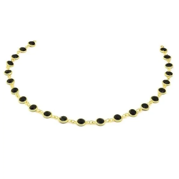 H2 Fashion Collection Gold Plated Bezel Set Crystal Necklace for Women Elegant Transparent Stone Linked Chain Minimal Fashion Jewellery Gift for Girls and Women image 1