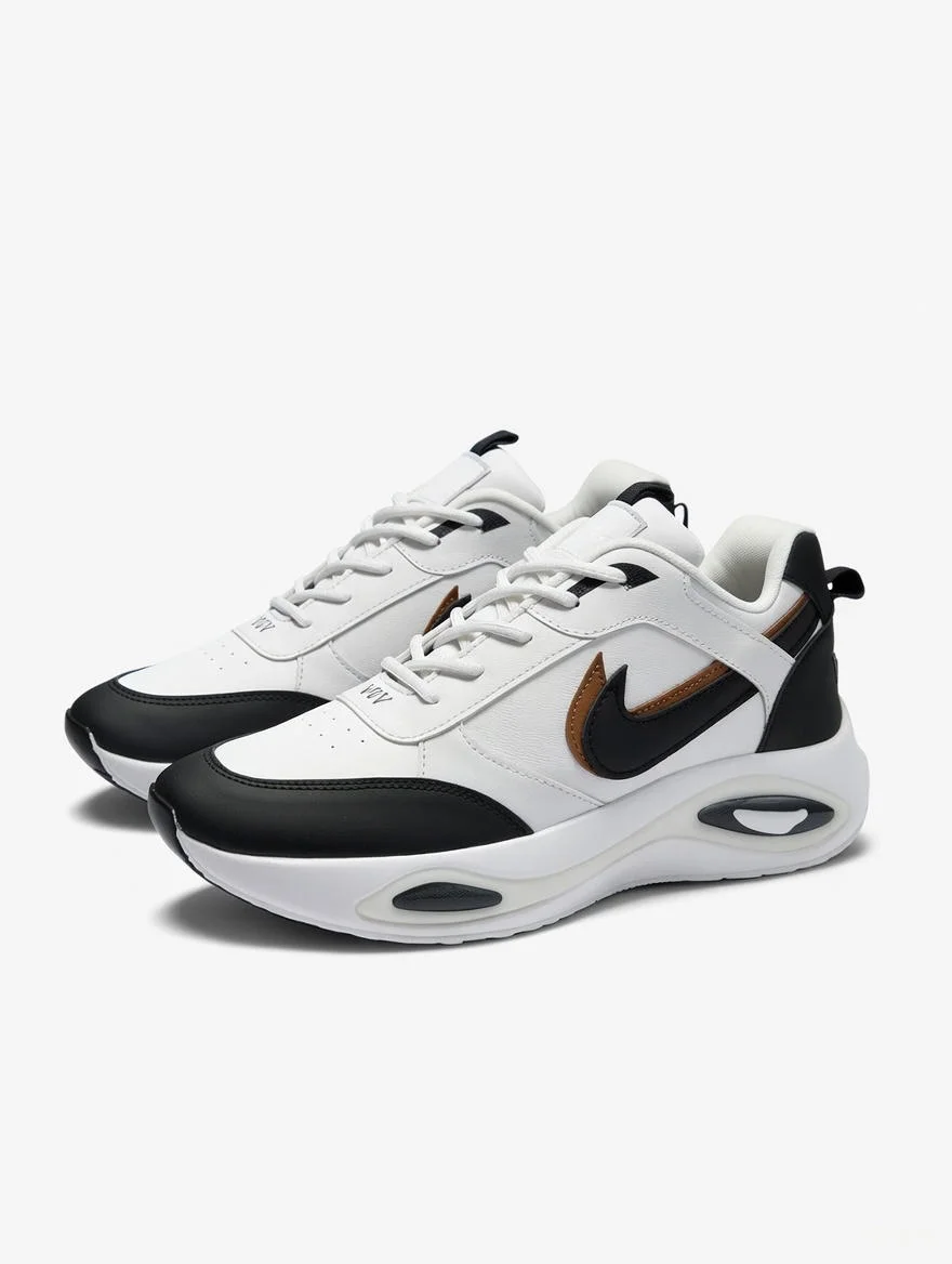 GVOLF Men White Sports Shoes with Synthetic Leather Upper, Lace-Up Low Top Flat Sole Running Walking Gym Shoes for Daily Wear Size 6 Size 6 image 2