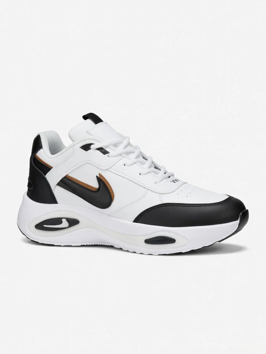 GVOLF Men White Sports Shoes with Synthetic Leather Upper, Lace-Up Low Top Flat Sole Running Walking Gym Shoes for Daily Wear Size 6 Size 9 image 4
