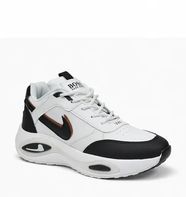 GVOLF Men White Sports Shoes with Synthetic Leather Upper, Lace-Up Low Top Flat Sole Running Walking Gym Shoes for Daily Wear Size 6 Size 10 thumbnail 0