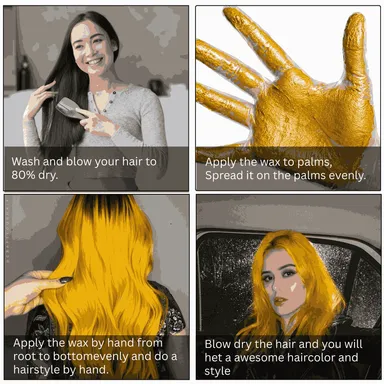 TRUOM Temporary Hair Color Wax Yellow Gold – 1-Day Washable Hair Styling for Men and Women, Vibrant Easy Apply Hair Color thumbnail 4