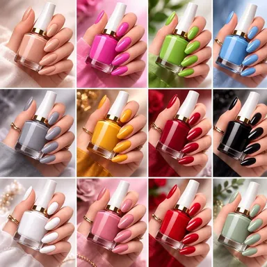 Rehanza 12 Glossy Nail Polish Combo – Vegan & Toxin-Free for Women thumbnail 0