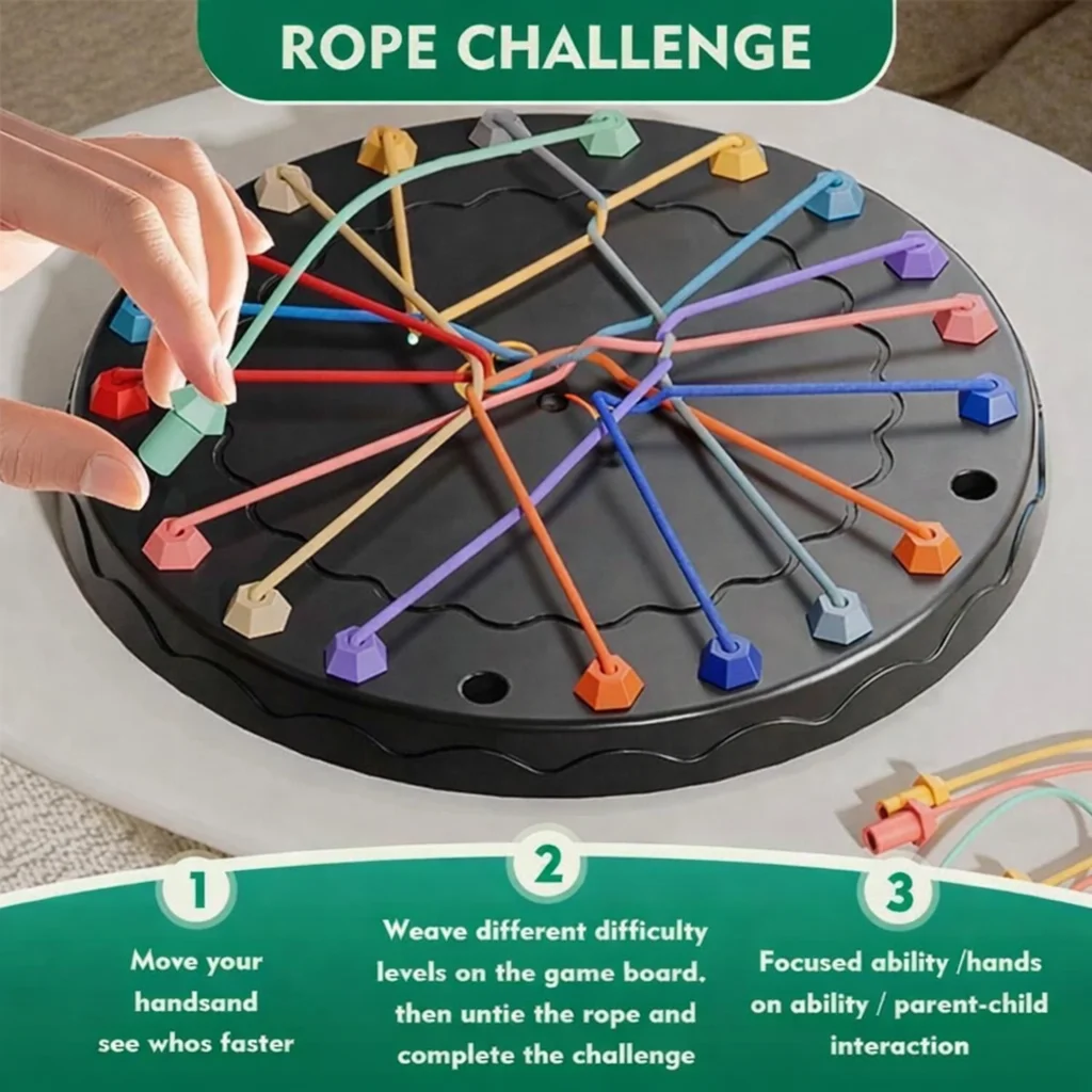 Kids Rope Puzzle IQ Game Brain Teaser Strategy Board Toy for Logical Thinking Focus Concentration Educational Learning Game for Preschool Ages 3+ Fun Problem Solving Activity Challenge image 2