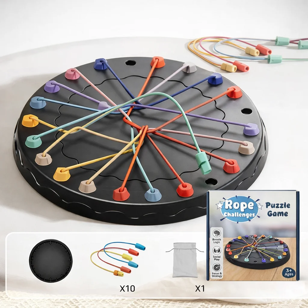 Kids Rope Puzzle IQ Game Brain Teaser Strategy Board Toy for Logical Thinking Focus Concentration Educational Learning Game for Preschool Ages 3+ Fun Problem Solving Activity Challenge image 1