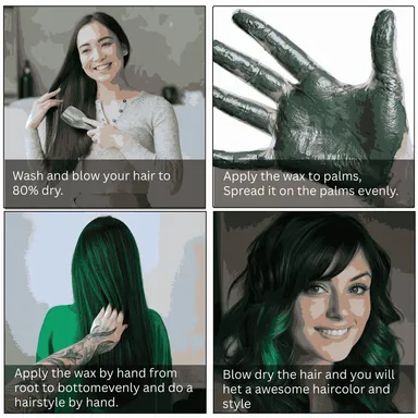 TRUOM Temporary Hair Color Wax for Men and Women 1 Day 1 Wash Perfect Hair Styling Dark Green thumbnail 3