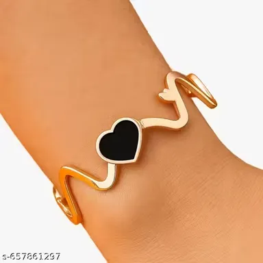 Rose Gold Heart bracelet with accent women Bangels thumbnail 3