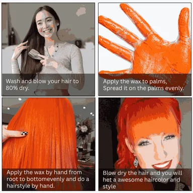 TRUOM Temporary Hair Color Wax for Men and Women 1 Day 1 Wash Perfect Hair Styling Neon Orange thumbnail 2