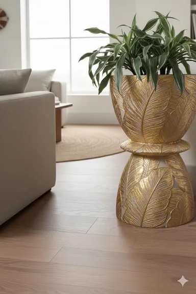 Indoor Decorative Plant Pot for Living Room Balcony Office | Ceramic Planter with Drainage Hole & Tray | Modern Round Flower Pot for Home Garden Decor thumbnail 2