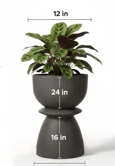 Indoor Decorative Plant Pot for Living Room Balcony Office | Ceramic Planter with Drainage Hole & Tray | Modern Round Flower Pot for Home Garden Decor thumbnail 0